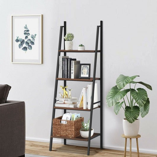 4 Tier Bookcase Metal Frame Bookshelf Storage Plant Stand
