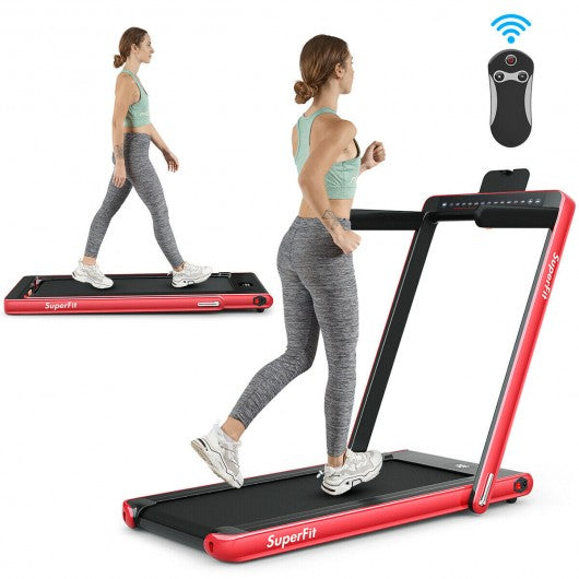 2 in 1 Folding Treadmill Dual Display with Bluetooth Speaker