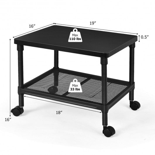 2-Tier Rolling Under-Desk with Storage Shelf