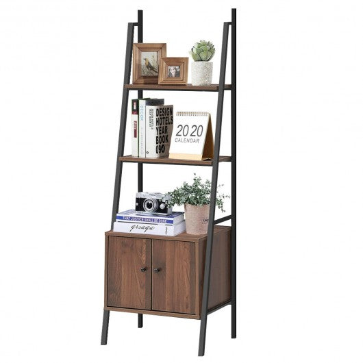 Ladder Shelf 3 Tier Bookcase Metal Frame Bookshelf