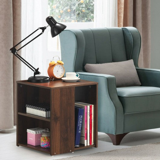 2 Shelf Side End Table with Open Storage Shelves