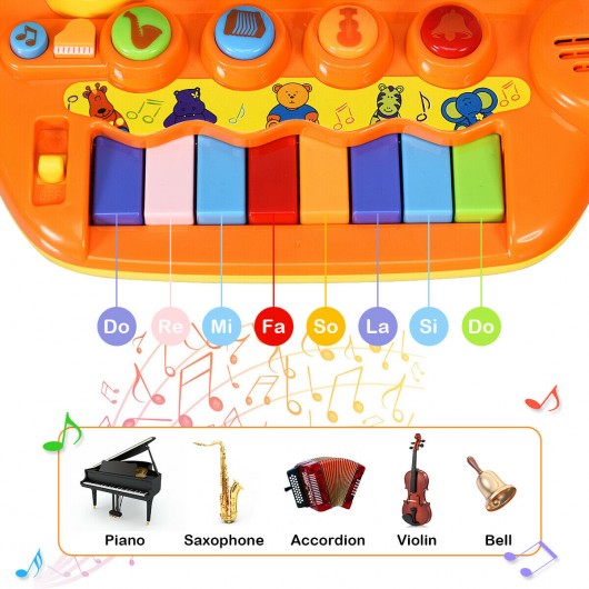 Kids 8 Keys Rainbow Piano Keyboard with Animal Playground LED Light