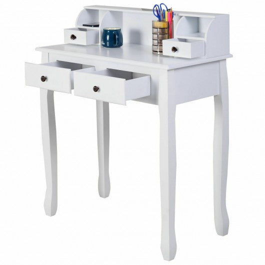 White Vanity Makeup Dressing Table with 4 Drawers