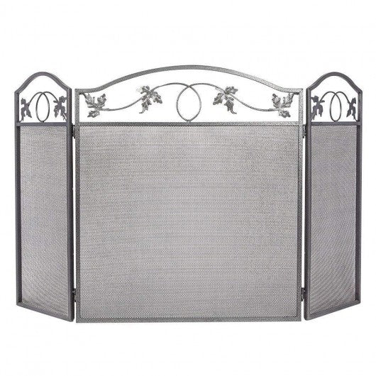 3 Panel Folding Steel Fireplace Screen Doors