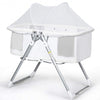 2 in 1 Foldable Crib with Detachable & Thicken Mattress-White
