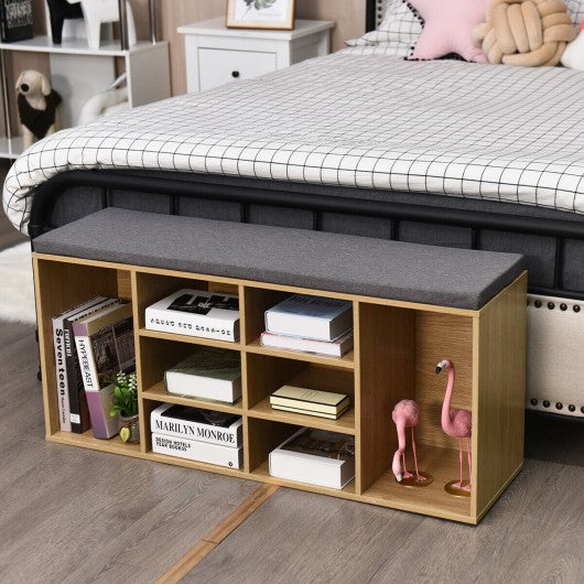 10-Cube Organizer Entryway Padded Shoe Storage Bench