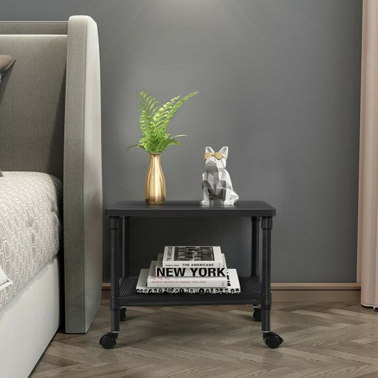2-Tier Rolling Under-Desk with Storage Shelf