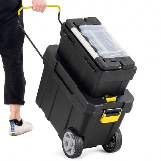 2-in-1 Rolling Tool Box Set Mobile Tool Chest Storage Organizer Portable Black