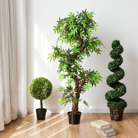 2-Set 4' Artificial Decor Green Boxwood Spiral Tree