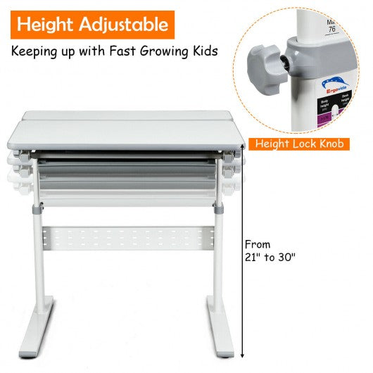 Adjustable Children's Writing Study Table with Drawer