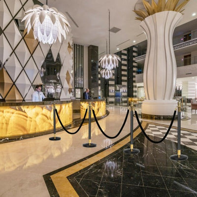 6 pcs Pole Retractable Ropes Barrier Stanchion Posts