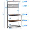 4-Tier Kitchen Rack Stand with Hooks & Mesh Panel