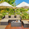 5-Piece Rattan Patio Furniture Set Adjustable Sofa Cushioned Ottoman