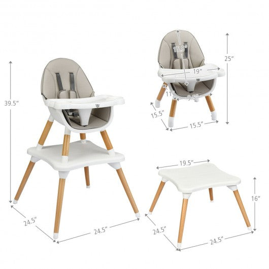 4-in-1 Baby Wooden Convertible High Chair