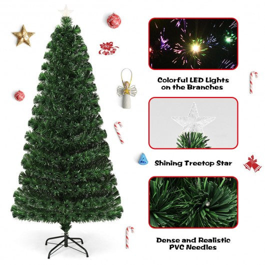 5' / 6' / 7' Fiber Optic Artificial Christmas Tree with LED Lights