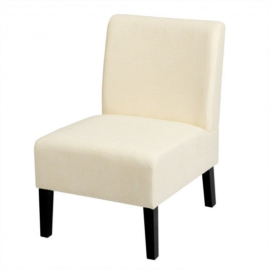 Armless Accent Chair  with Rubber Wood Legs