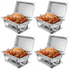 4-Pack of Full Size Tray 8 Quart Stainless Steel Chafer for Buffet