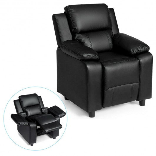 Deluxe Kids Armchair Recliner Headrest Sofa w/ Storage Arms