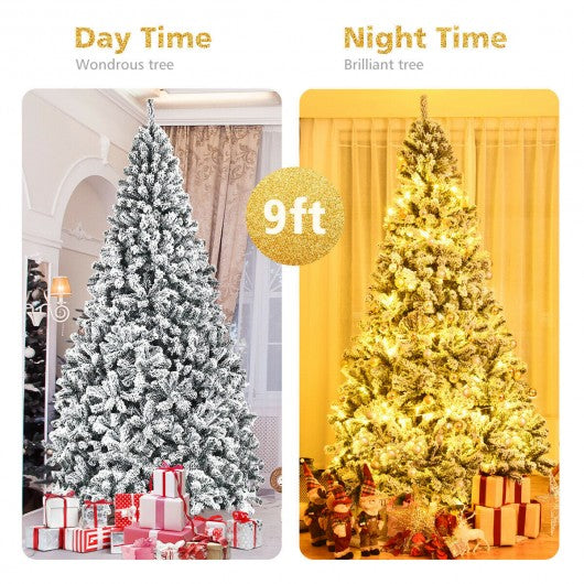 9 Ft Premium Snow Flocked Hinged Artificial Christmas Tree