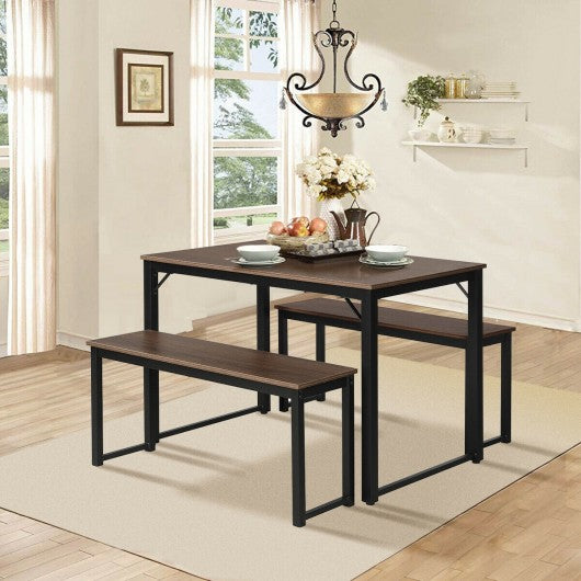 Modern 3 Piece Dining Table with 2 Benches