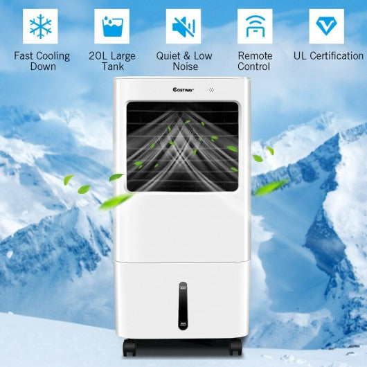 Evaporative Portable Air Cooler Fan w/ Remote Control-White