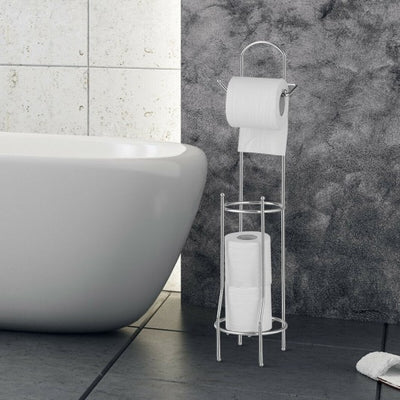 Free Standing Toilet Paper Roll Holder for Bathroom Storage