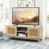 TV Stand Console Cabinet with Rattan Doors-Natural Wood