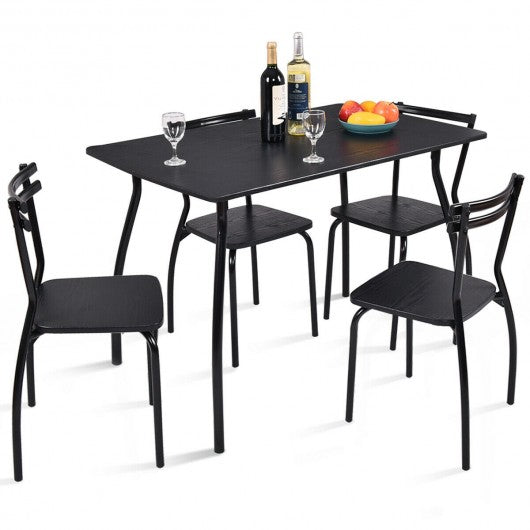5 Pcs Dining Table Set with 4 Chairs - Black