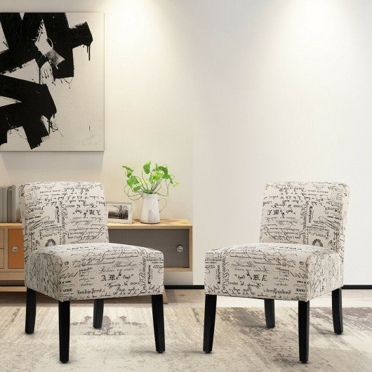 Set of 2 Armless Letter Print Single Sofa Chair 