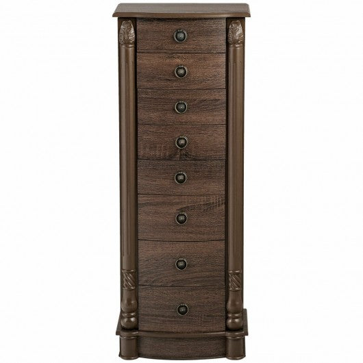7 Drawers Retro Standing Wood Jewelry Cabinet