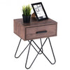 Nightstand Coffee Table Storage Display with Steel Legs and 1 Drawer