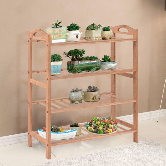 4 Tier Bamboo Shoe Shelf Storage Organizer