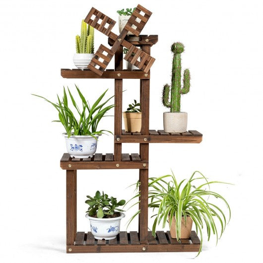 Wood Plant Stand 5 Tier Shelf Multiple Space-saving Rack