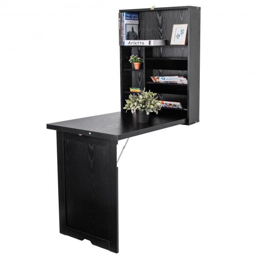 Wall Mounted Fold-Out Convertible Floating Desk Space Saver