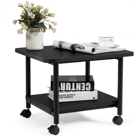 Under Desk Printer Stand with 360° Swivel Casters-Black
