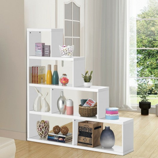 6 Cubes Ladder Shelf Corner Bookshelf Storage Bookcase