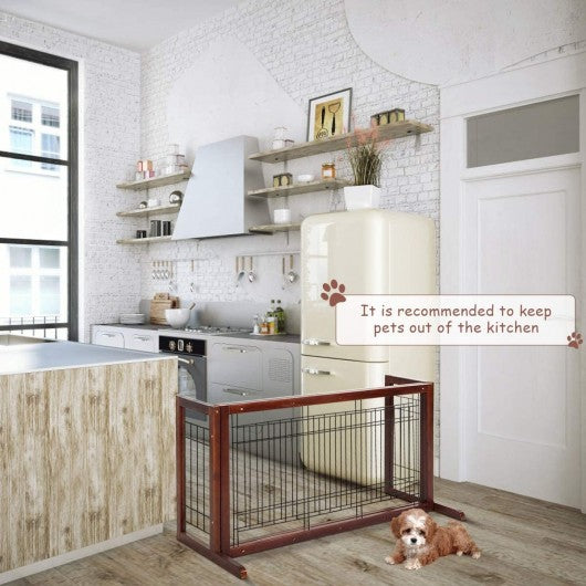 Wood Gate Adjustable Pet Play Fence