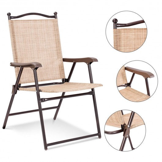 Set of 2 Patio Folding Sling Back Camping Deck Chairs