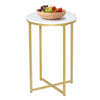 X-Shaped Marble Top Small Round Side Table End Table