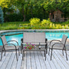 4 pcs Patio Furniture Set with Glass Top Coffee Table