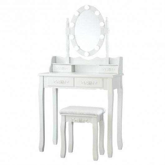 Makeup Dressing Table with Lighted Mirror and Touch Switch