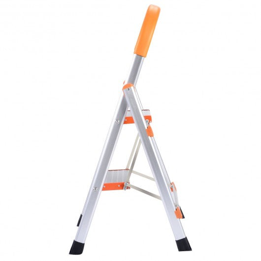 Non-slip 2 Step Aluminum Ladder Folding Platform Stool 330 lbs Load Capacity