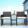 Patio Rattan Conversation Cushioned Seat Sofa Set