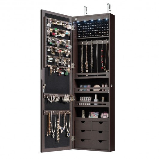 5 LEDs Mirror Jewelry Armoire Wall Door Mounted