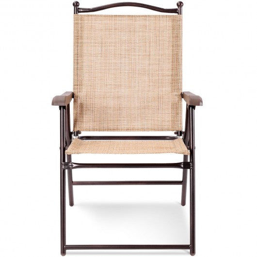 Set of 2 Patio Folding Sling Back Camping Deck Chairs