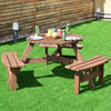 6-Person Patio Wood Picnic Table Beer Bench Set