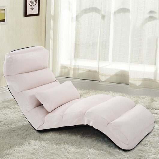 Stylish  Folding Lazy Sofa Chair with Pillow-Beige