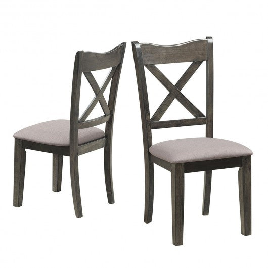 Set of 2 Dining Chair Rubber Wooden Cushioned Seat
