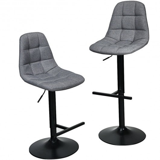 2Pcs Adjustable Bar Stools Swivel Counter Height Linen Chairs