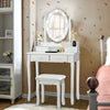 Makeup Dressing Table with Lighted Mirror and Touch Switch-White